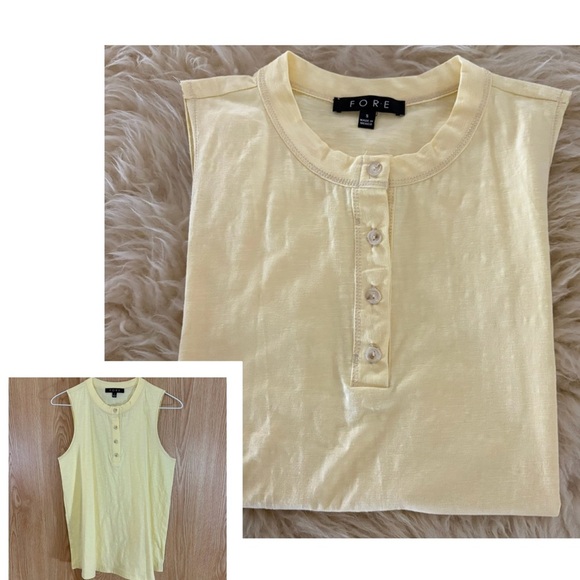 FORE Women's Yellow Sleeveless 1/4 Button Swing Muscle Tee Top - Picture 1 of 4